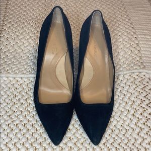 Like new- Black suede block heel pumps